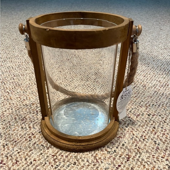 None Other - Rustic Brown Glass Hurricane Candle Holder